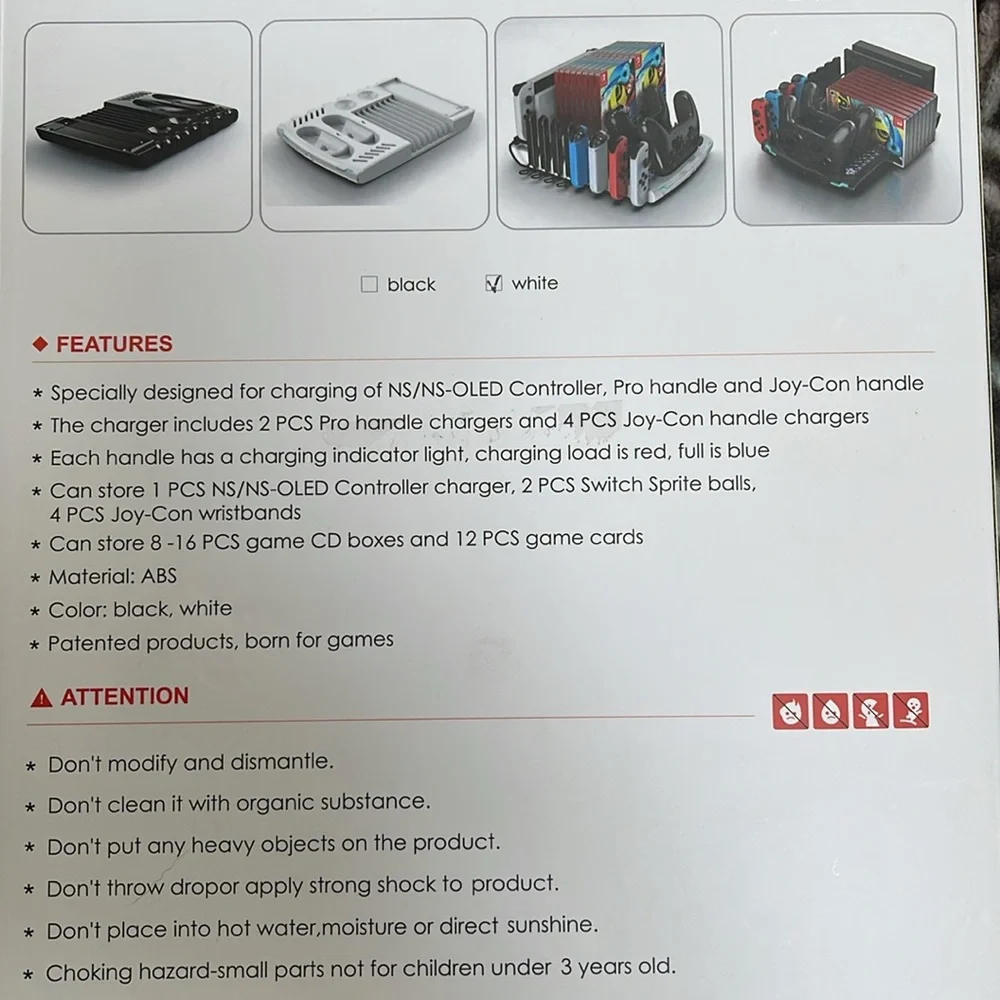 KJH Switch Accessories Organizer Station Controller/J-Cons Charger Games Storage